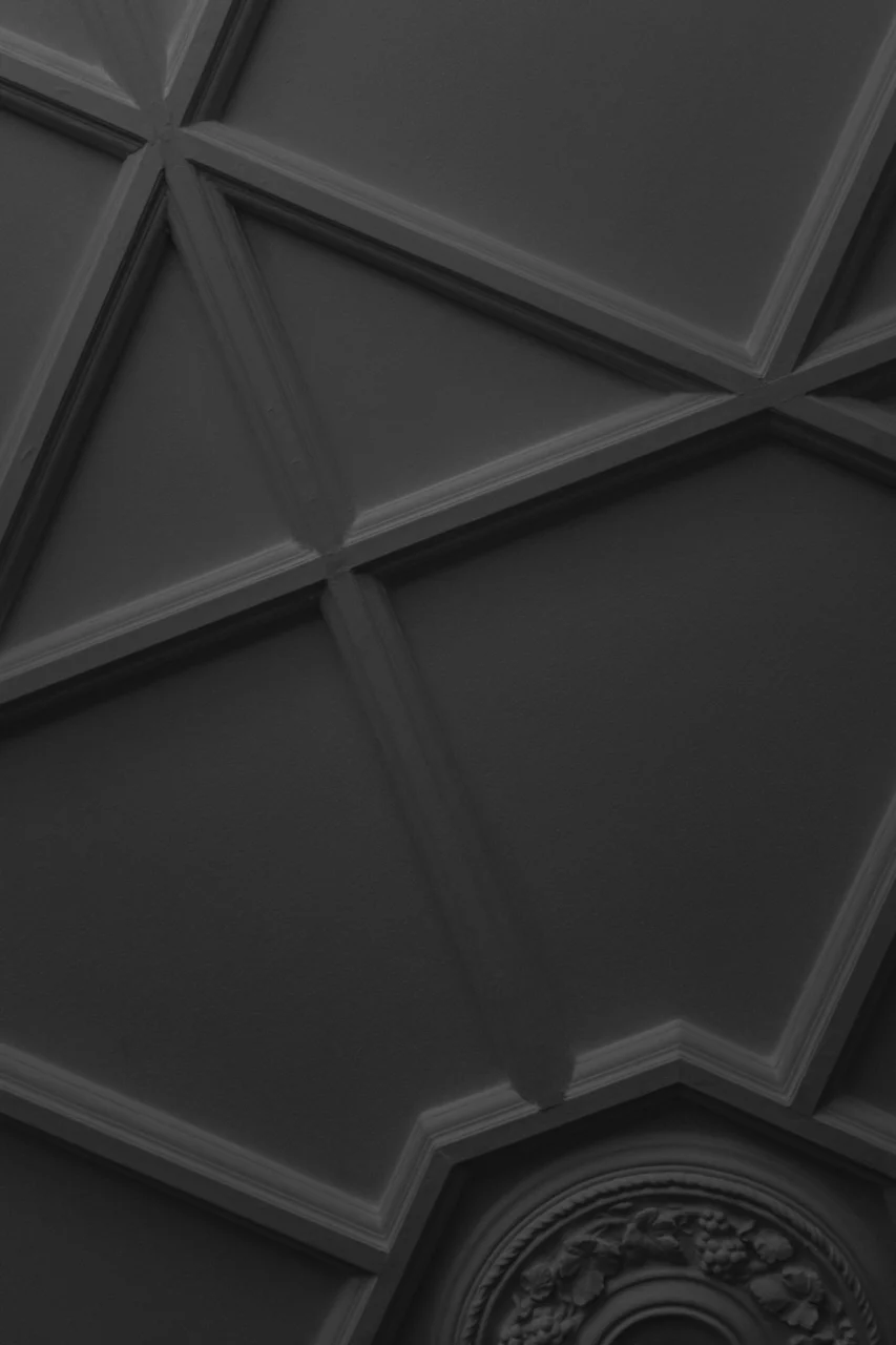 a black and white photo of a ceiling