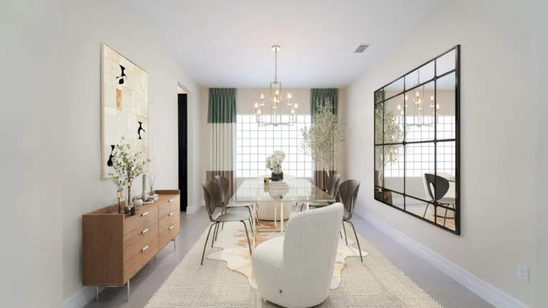 A bright and modern dining room interior