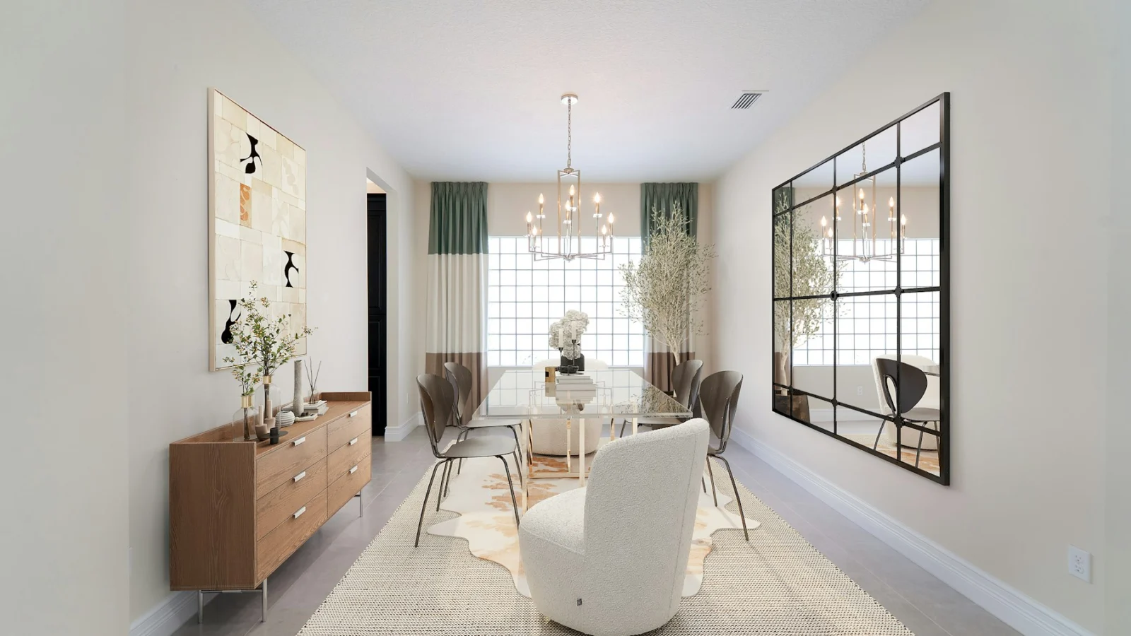 A bright and modern dining room interior