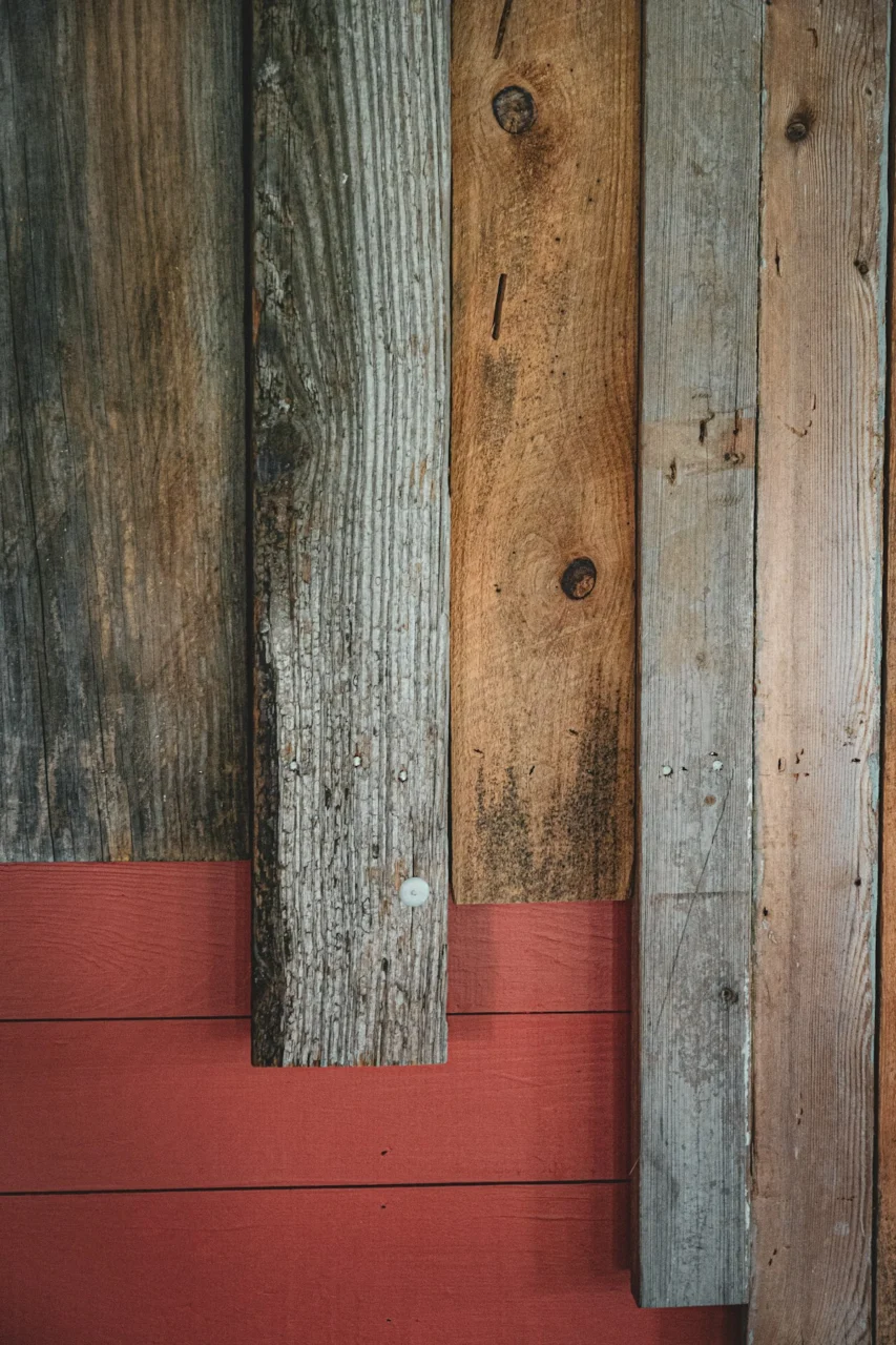 a close up of wood planks on a wall