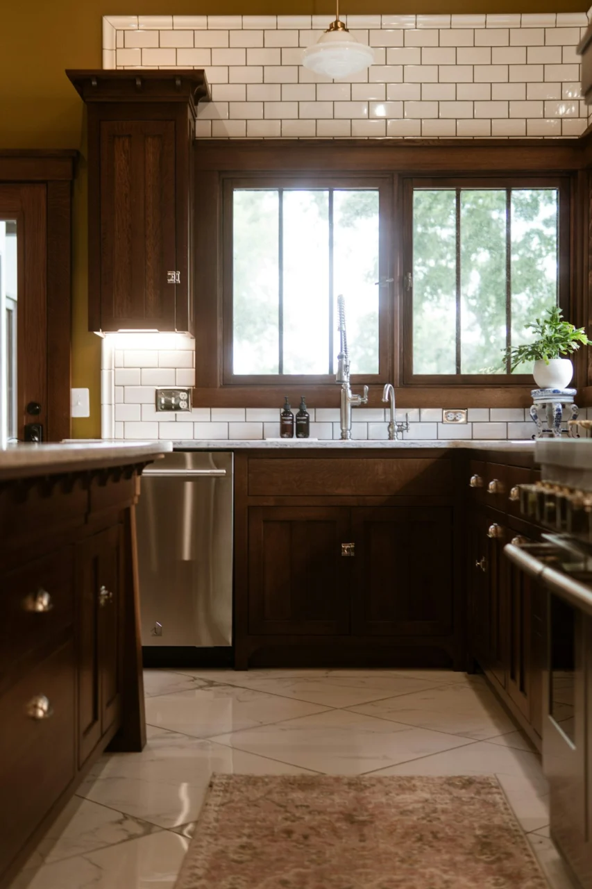 A kitchen with a stove a sink and a dishwasher