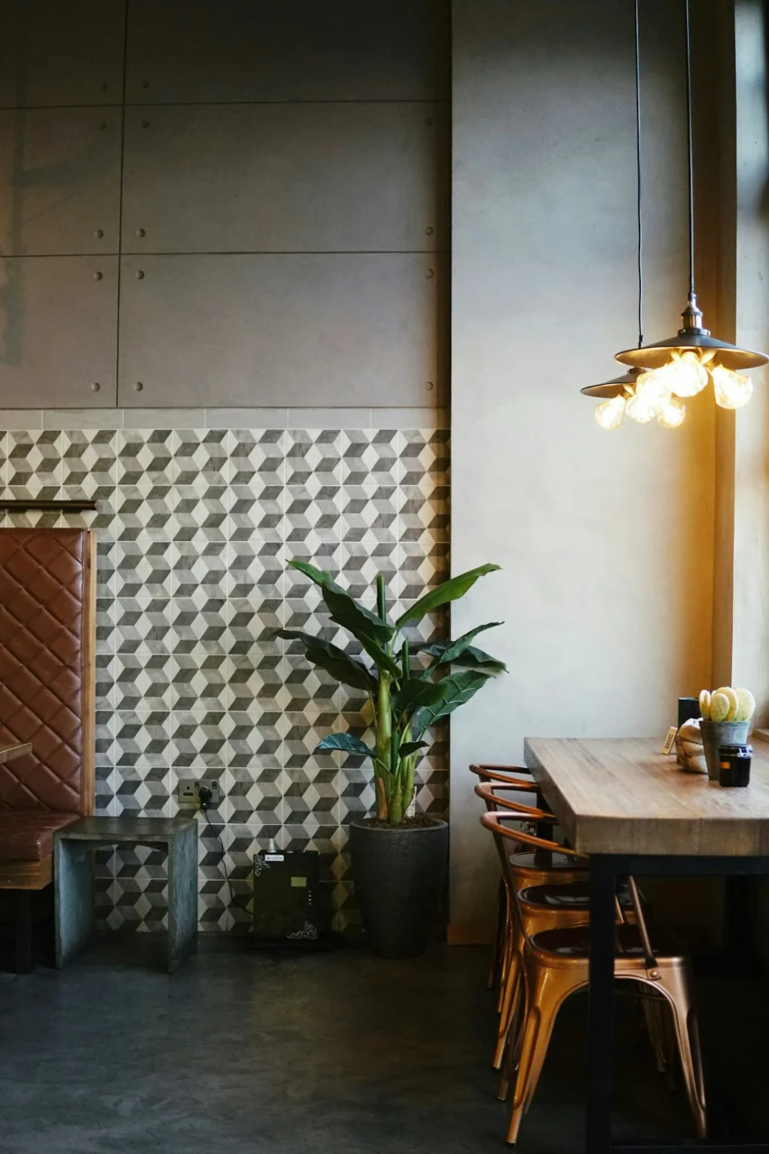 Mixed‑Material Island with Brass Accents