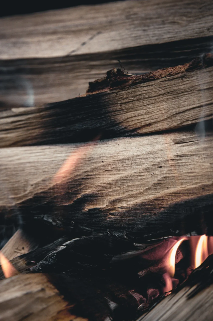 brown wood on fire