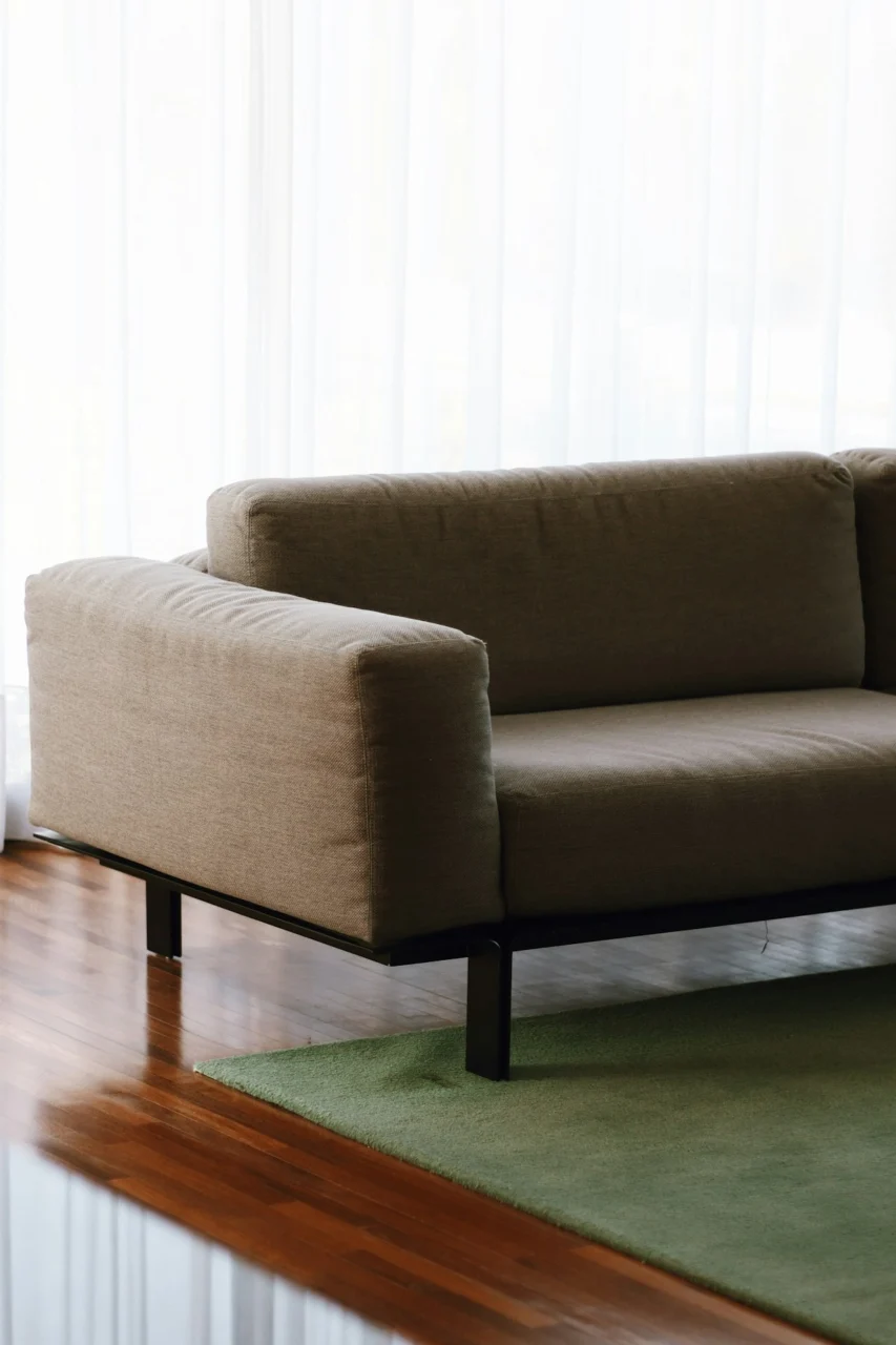 gray and black padded armchair