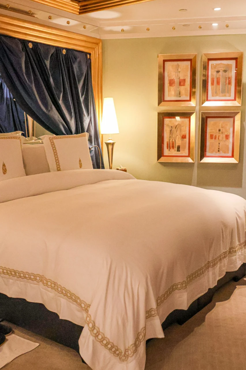 Luxury hotel room with a lavish bed