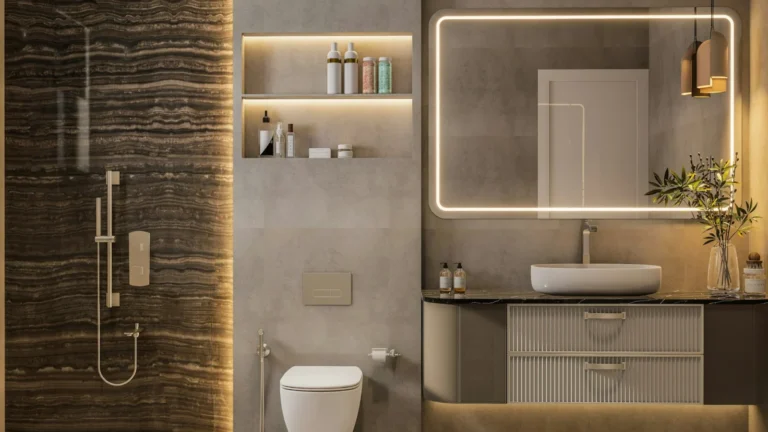 Modern bathroom design with elegant lighting