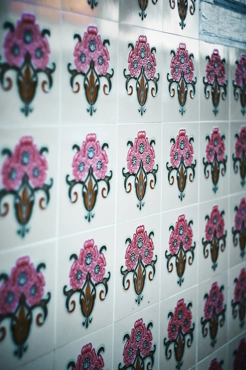 red and white floral ceramic tiles