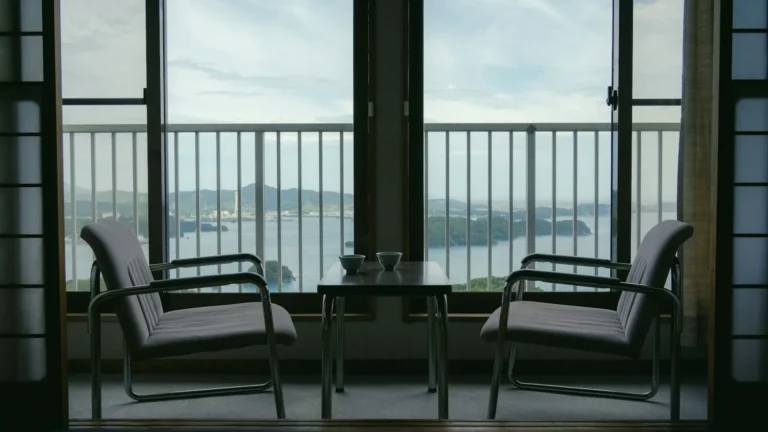 Two chairs and table overlook ocean view