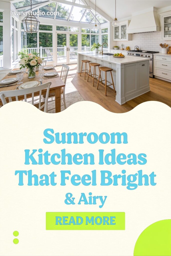 Sunroom Kitchen Ideas That Feel Bright & Airy - Pinterest pin