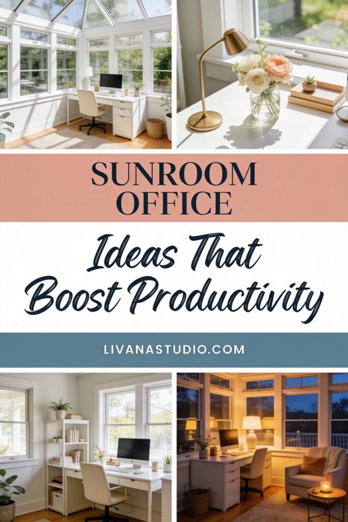Sunroom Office Ideas That Boost Productivity - Pinterest pin